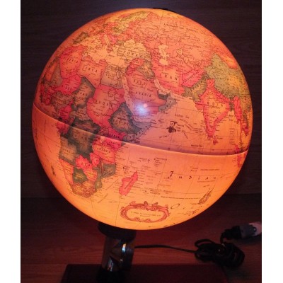 Vintage Light Up Globe With Temperature, Barometer, & Hygrometer on Wooden Base    323203424415